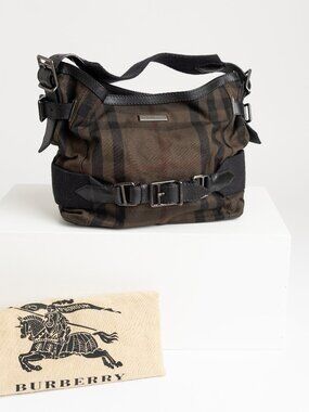 Vintage Burberry Prorsum House Check Canvas Shoulder Bag